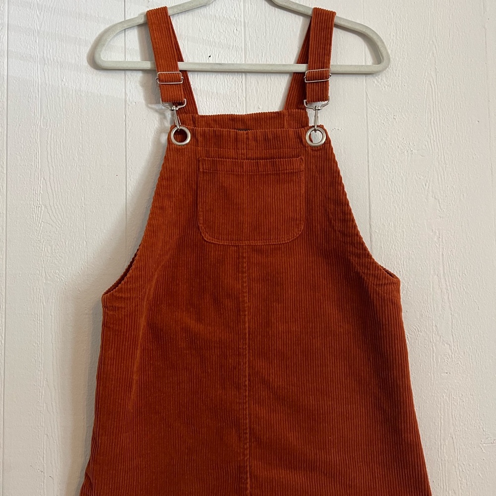 Rust orange overall dress